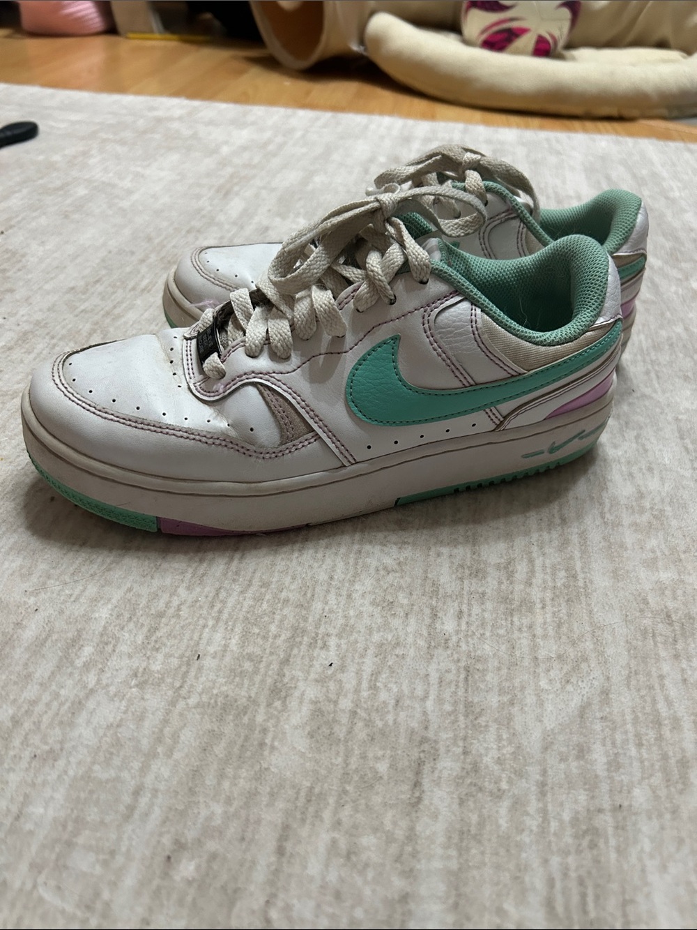 Nike White Sneakers with Mint Accents